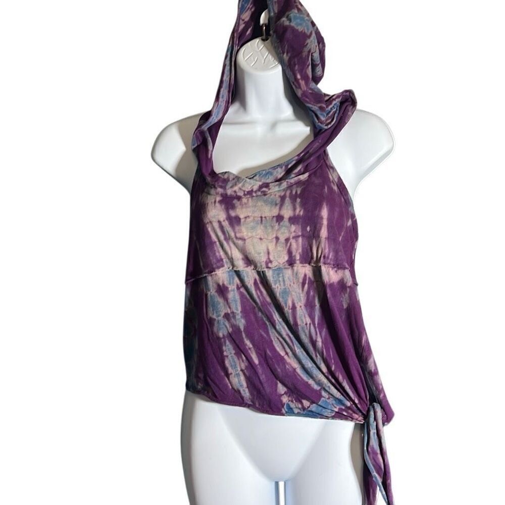 Boho Tie-Dye Hooded Festival Top S/M - Picture 4 of 8